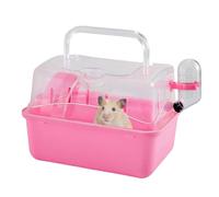 Jaula de transporte para hámster, portátil, ligera, para animales pequeños, con botella de agua, diseño cómodo, funda de transporte ventilada para hámsters, roedores y ratas