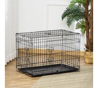 Jaula de transporte para perros PawHut, jaula de alambre con rejilla, caja de transporte para perros, jaula de viaje para animales pequeños, plegable.