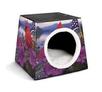 Jaula de viaje ligera para interiores y exteriores, con estampado de gloria morada morada, con cojín de felpa lavable, adecuada para perros y gatos