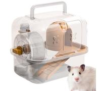Jaula de viaje para hámster: portador portátil, de salida ventilada, soporte antideslizante para mascotas pequeñas | Jaula de transporte de hámster juguetón para viajes de camping en p
