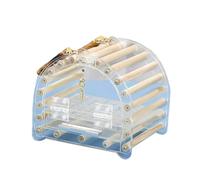 Jaula de viaje para loros, jaula de transporte de acrílico transparente para loros, tortolitos, nido portátil con escalera y bandeja para pájaros de viaje al aire libre con asa