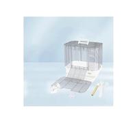 Jaula de Vuelo Jaula for Loros Que se Puede Llevar con la Mano, al Hombro y hacia atrás, Jaula de Alambre Horizontal, Base extraíble for pájaros pequeños(Silver)