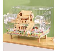 Jaula dúplex para hámster con Material acrílico, Jaula para Animales pequeños Lavable con Cerradura de Puerta Anti-Jailbreak para baño Externo, Accesorios de hábitat Gerbil Haven