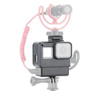 Jaula for cámara de acción Compatible con GoPro Hero 5/6/7 Black con Zapata fría for Adaptador de micrófono de 3,5 mm y micrófono Externo.