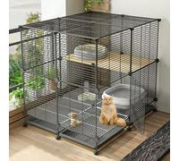 Jaula for gatos, casa for gatos de interior, parque for mascotas, parque for gatos for animales pequeños, jaula for gatos de dos pisos, casa de metal for gatos con hamaca, nido for gatos, bandeja extr