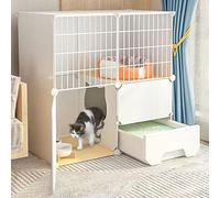Jaula for gatos con caja de arena, parque infantil for gatos de bricolaje for interiores, jaula for gatos de alambre de metal desmontable, jaula for animales pequeños for gatitos, conejillos de indias