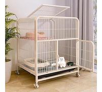 Jaula for Gatos con Ruedas giratorias de 360°, Valla Bandeja extraíble, rampa, escaleras, Metal for Animales pequeños, balcón, Interior, Exterior, fácil Montar(White)