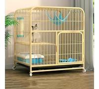 Jaula for Gatos con Ruedas giratorias de 360°, Valla Bandeja extraíble, rampa, escaleras, Metal for Animales pequeños, balcón, Interior, Exterior, fácil Montar(Yellow)