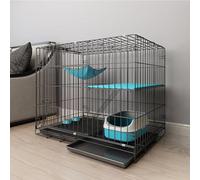 Jaula for Gatos de 2 Niveles - Trampa metálica for Interiores y Exteriores for Gatos, Hurones, Chinchillas y Animales pequeños - Diseño Duradero, Seguro y Espacioso(Black)