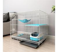 Jaula for Gatos de 2 Niveles - Trampa metálica for Interiores y Exteriores for Gatos, Hurones, Chinchillas y Animales pequeños - Diseño Duradero, Seguro y Espacioso(White)