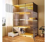 Jaula for gatos en interiores, recinto for gatos, perreras for gatos, jaula plegable for mascotas, caja de arena independiente, fácil de montar, lugar de ejercicio grande, ideal for 1-2 gatos(Size:109