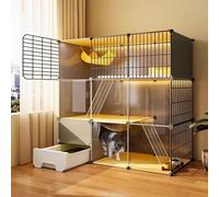 Jaula for gatos en interiores, recinto for gatos, perreras for gatos, jaula plegable for mascotas, caja de arena independiente, fácil de montar, lugar de ejercicio grande, ideal for 1-2 gatos(Size:109