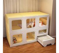 Jaula for gatos en interiores, recintos for gatos, parque infantil for gatos, con una caja de arena for gatos extraíble y arena for gatos, el deflector superior se puede usar for almacenamiento, jaula