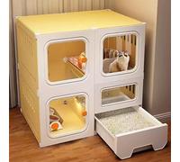 Jaula for gatos en interiores, recintos for gatos, parque infantil for gatos, con una caja de arena for gatos extraíble y arena for gatos, el deflector superior se puede usar for almacenamiento, jaula