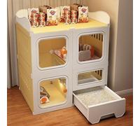 Jaula for gatos en interiores, recintos for gatos, parque infantil for gatos, con una caja de arena for gatos extraíble y arena for gatos, el deflector superior se puede usar for almacenamiento, jaula