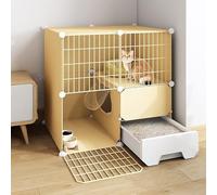 Jaula for Gatos: jaulas for Gatos en Interiores, Jaula for Gatos, Parque for Mascotas, Jaula Grande for Valla con Puerta y Caja de Arena for Gatos Cerrada(Color:White,Size:75x49x75CM)