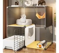 Jaula for Gatos, Jaulas Grandes for Gatos en Interiores con Caja de Arena, Recinto for Gatos DIY, Jaula Catio con Cama for Gatos, Parque de Juegos para Gatos (A, M)