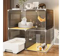 Jaula for Gatos, Jaulas Grandes for Gatos en Interiores con Caja de Arena, Recinto for Gatos DIY, Jaula Catio con Cama for Gatos, Parque de Juegos para Gatos (B, M)