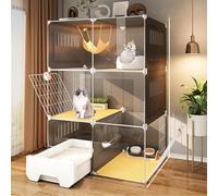 Jaula for Gatos, Jaulas Grandes for Gatos en Interiores con Caja de Arena, Recinto for Gatos DIY, Jaula Catio con Cama for Gatos, Parque de Juegos para Gatos (B, L)