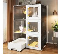 Jaula for Gatos, Jaulas Grandes for Gatos en Interiores con Caja de Arena, Recinto for Gatos DIY, Jaula Catio con Cama for Gatos, Parque de Juegos para Gatos (A, L)