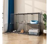 Jaula for Gatos - Parque for Gatos Jaulas for Gatos Caja for Gatos Parque for Cachorros, recintos for perreras for Gatos con Puerta for Gatitos y Animales pequeños(Size:111 * 49 * 73cm)