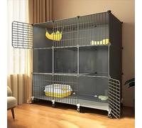 Jaula for Gatos, recinto for Gatos, Jaula for Gatitos de Interior, caseta for Gatos, caseta de Alambre de Metal Desmontable, Corral for Mascotas, Gran Lugar de Ejercicio.(with wheels-109x39x114cm)