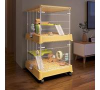 Jaula for hámster de 2 Capas for Animales pequeños con Plataforma Exterior y Escalera, Malla de Hierro encriptada, Ruedas móviles de 360°, Ideal for criar de 2 a 3 Mascotas pequeñas