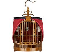 Jaula for pájaros de bambú con Soporte rodante, Jaula portátil for Vuelo de pájaros con Cubierta de Jaula, Jaula for pájaros pequeña Tallada en Viaje, decoración marrón(Large)