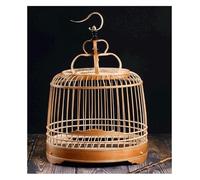 Jaula for pájaros de Estilo Chino con Poste de pie, Jaula de Vuelo for pájaros Hecha a Mano de bambú con asa for pájaros pequeños for Viajes a casa-Decoración marrón