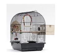 Jaula for pájaros de Hierro Forjado de 20 Pulgadas de Altura con Juguete de Juego y Soporte rodante for Loros, Jaula de Vuelo for pájaros Conure Lovebird, decoración Negra(C Set)