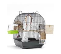 Jaula for pájaros de Hierro Forjado de 20 Pulgadas de Altura con Juguete de Juego y Soporte rodante for Loros, Jaula de Vuelo for pájaros Conure Lovebird, decoración Negra(D Set)
