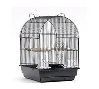 Jaula for pájaros de Hierro Forjado de 20 Pulgadas de Altura con Juguete de Juego y Soporte rodante for Loros, Jaula de Vuelo for pájaros Conure Lovebird, decoración Negra(A Set)