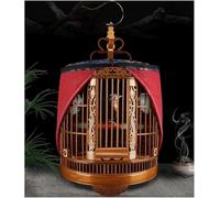 Jaula for pájaros Grande Tallada con Cubierta de Jaula,Jaula de bambú for Vuelo de pájaros con Soporte rodante,Jaula for pájaros portátil de Viaje-decoración marrón(Large)