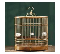 Jaula for pájaros Hecha a Mano con Ganchos, Jaula de Vuelo for pájaros de bambú de Estilo Chino con Postes de Soporte for pájaros pequeños for Viajar a casa, decoración marrón