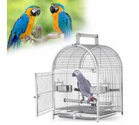 DOJOEUU Jaula for pájaros pequeña, Jaula de Viaje for Loros con Cubierta, Jaula de Acero Inoxidable for pájaros con Soporte y Cuenco for Comida, chasis con cajón, asa de Transporte esmerilada