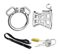 Jaula for pene en forma de embudo de acero inoxidable, anillo de bloqueo for pene, catéter masculino con Dispositivo de Castidad, cinturón sigiloso, Juguetes sexuales for hombres y adultos(40mm round