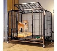 Jaula for Perros Reforzada for pequeños y medianos, caseta for con Tubo Cuadrado de Metal, casa for, bandejas extraíbles Ruedas bloqueables(78x52x70cm)