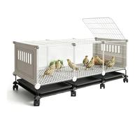 Jaula giratoria transparente HD para gallinero con ruedas de 360° | Bandeja inferior extraíble para interior con diseño de tragaluz para una fácil limpieza y cómodo hábitat para mascotas