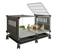 Jaula giratoria transparente HD para gallinero con ruedas de 360° | Bandeja inferior extraíble para interior con diseño de tragaluz para una fácil limpieza y cómodo hábitat para mascotas