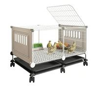 Jaula giratoria transparente HD para gallinero con ruedas de 360° | Bandeja inferior extraíble para interior con diseño de tragaluz para una fácil limpieza y cómodo hábitat para mascotas