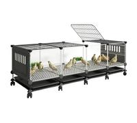 Jaula giratoria transparente HD para gallinero con ruedas de 360° | Bandeja inferior extraíble para interior con diseño de tragaluz para una fácil limpieza y cómodo hábitat para mascotas
