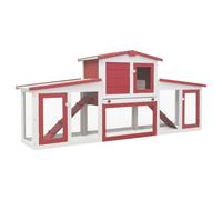 Jaula grande para exterior, 204 x 45 x 85 cm, madera roja y blanca, 02_0000609