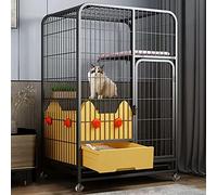 Jaula Grande para Gatos, casetas para Gatos para Gatos de Interior, con Ruedas, con Caja de Arena extraíble para Gatos, Escalera para Subir Gatos, Hamaca para Gatos, Tubo Cuadrado Grueso, gr