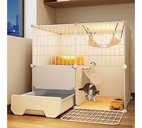 Jaula grande para gatos con caja de arena de 2 niveles, recinto desmontable ideal para 1-2 gatos, espacio de ejercicio interior (75 x 39 x 77 cm)