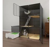 Jaula grande para gatos - Corralito interior y recinto para animales pequeños, cachorros, gatitos y conejitos - espaciosa caseta para gatos con hamaca (111 x 49 x 111 cm)