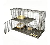 Jaula Grande para Gatos De 2/3 Niveles, Jaulas Grandes para Gatos De Interior con Aseo, Recinto para Gatos De Interior con Hamaca, Comedero, Jaula De Alambre Metálico Desmontable (N-105x45x70cm)