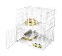 Jaula Grande para Gatos De 2/3 Niveles, Jaulas Grandes para Gatos De Interior con Aseo, Recinto para Gatos De Interior con Hamaca, Comedero, Jaula De Alambre Metálico Desmontable (K-70x35x70cm)