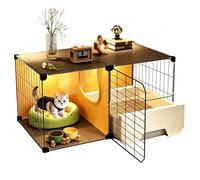 Jaula Grande para Gatos De Interior con Baño, Recinto para Exteriores con Cama Y Arenero, Pala para Arena, Cama Y Comedero, Fácil Instalación (B-71x36x36cm)