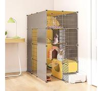Jaula grande para gatos de interior con caja de arena, recinto y corralito para gatos, jaula de alambre extraíble para animales pequeños, amplia zona de ejercicio para gatos (tamaño: 111 x 95 x 100 cm