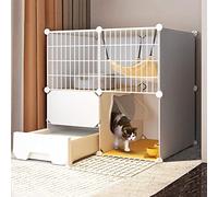 Jaula grande para gatos de interior con caja de arena y accesorios | Amplio recinto para gatos, transportador de jaula con escalera, nido, cuenco y pala | Diseño seguro para gatos de interior